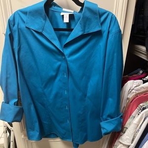 Blue No-Iron Button-Up Shirt